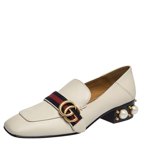 gucci white pearl firefly loafers|Gucci women's loafers.